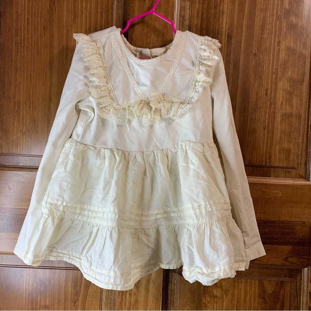 Girls Matilda Jane long sleeve white floral shirt ruffled lace blouse size 8